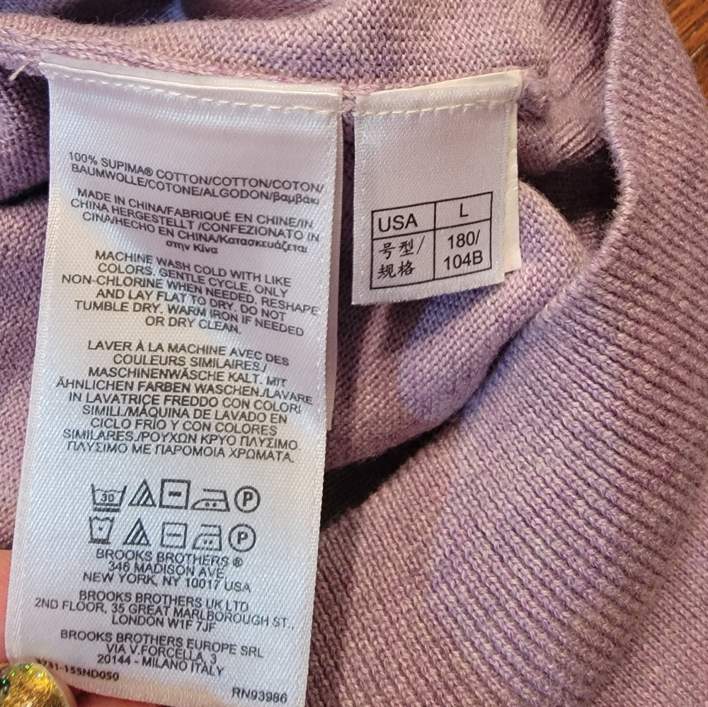Brooks Brothers Supima Cotton Purple 3/4 Zip Sweater Large - Picture 4 of 8